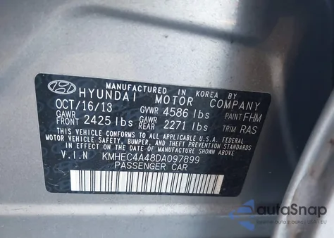 2013 Hyundai Sonata Hybrid Limited из США, поврежденный, VIN KMHEC4A48DA097899